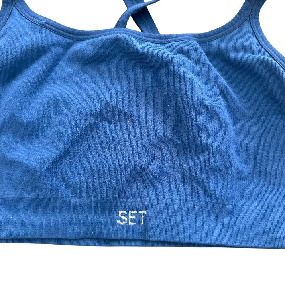 SET ACTIVE Seamless Sports Bra Blue Large - Picture 2 of 3